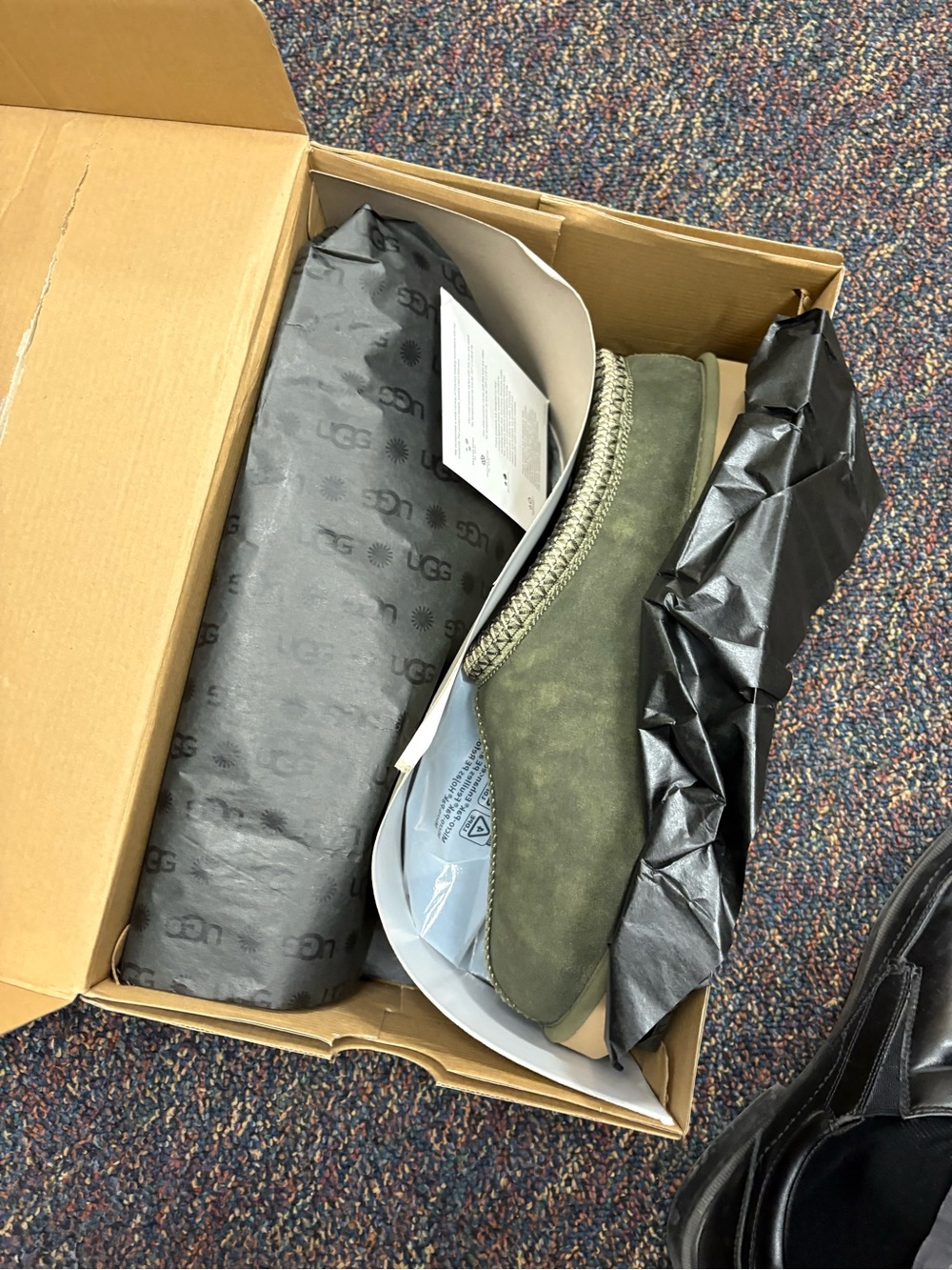 UGG Men's Olive Green Suede Slip-On Loafer